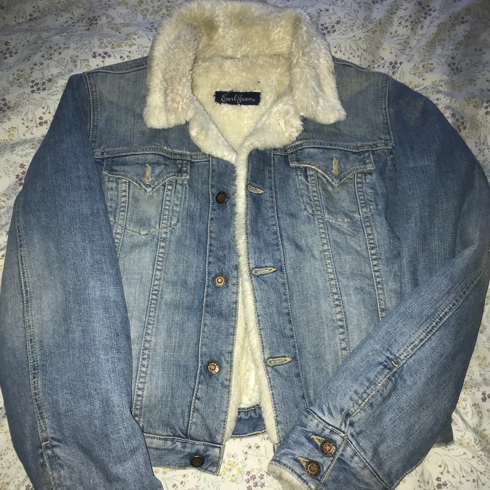 Fuzzy jean jacket